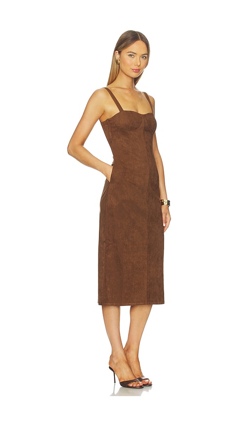 Karina Grimaldi Olivia Suede Midi Dress In Brown
