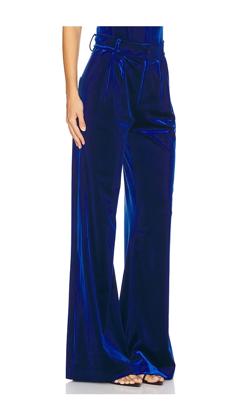 Karina Grimaldi Ximena Velvet Pants In Dusk Blue