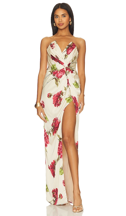 Katie May Women's Finn Floral Knotted Column Gown In Fall Peony