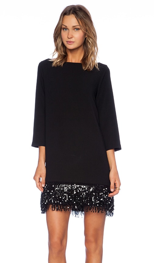 kate spade new york Sequin Fringe Mini Dress in Black