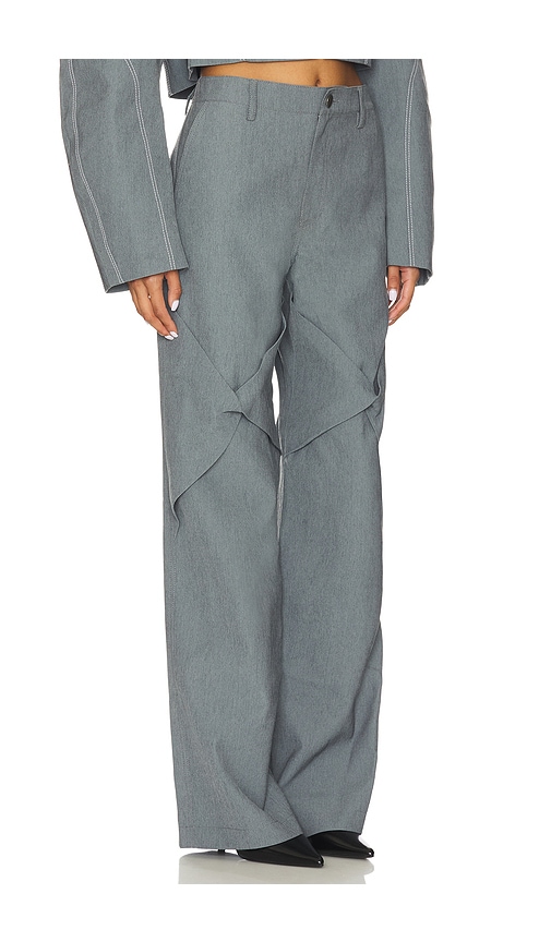 Kate Barton Draped Specialty Denim Trouser In Gray