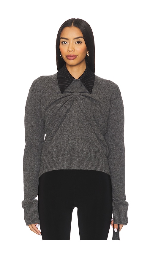 Kate Barton Pinched Crewneck Sweater With Collar
