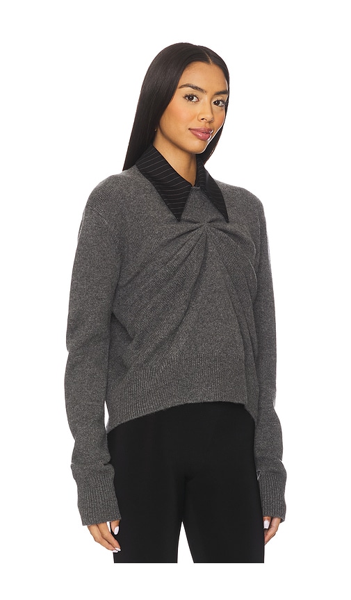  Kate Barton Pinched Crewneck Sweater With Collar In Grey. Size Xs/s. Also In S/m, M/l. 