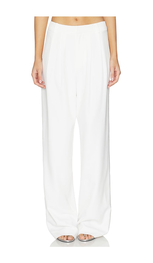 Kate Barton Wool Cotton Pleat Trouser In Ivory