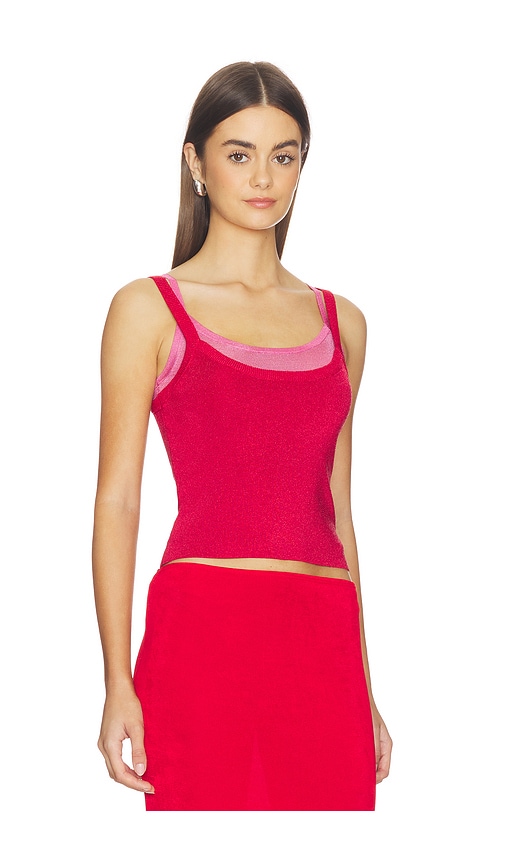  Kate Barton Kb Layered Tank Top In Red,fuchsia. Size Xs. Also In S, M, L. 