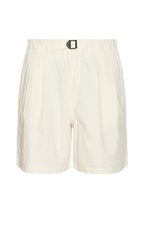 Two Tuck Wide Shorts in Cream.