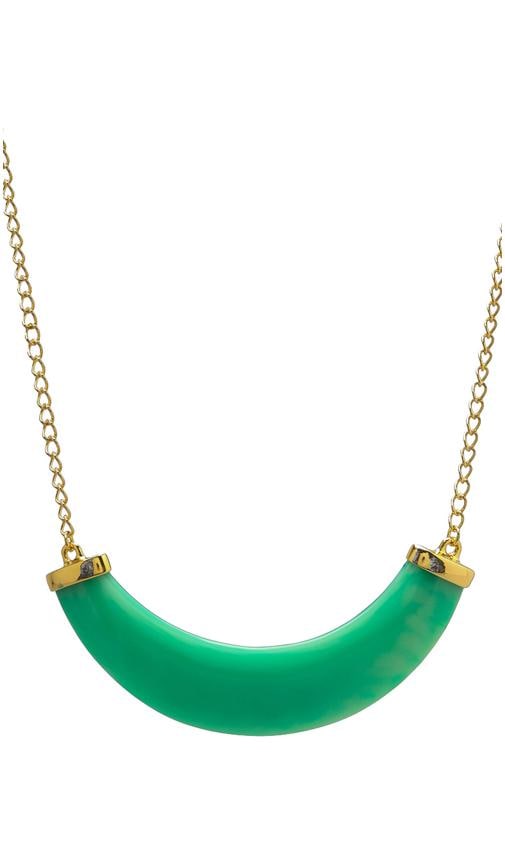 Polished Gold/Jade Resin Bib Necklace Light Mint