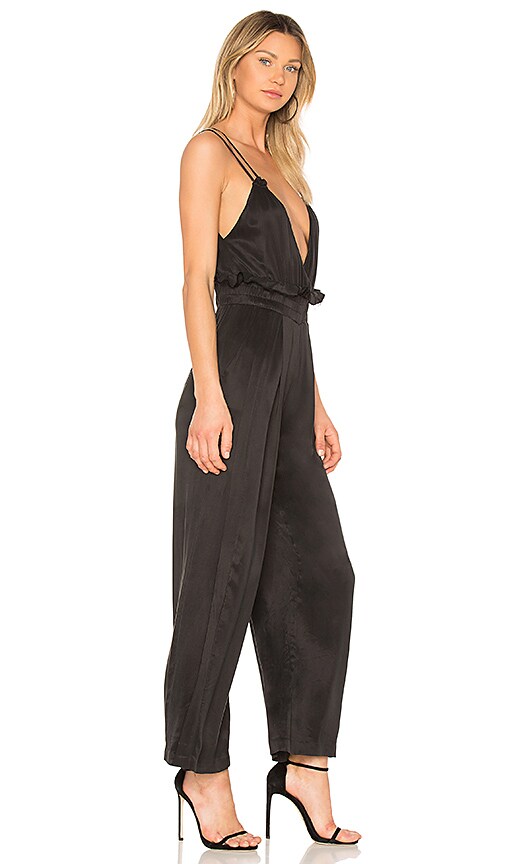 black ruched jumpsuit