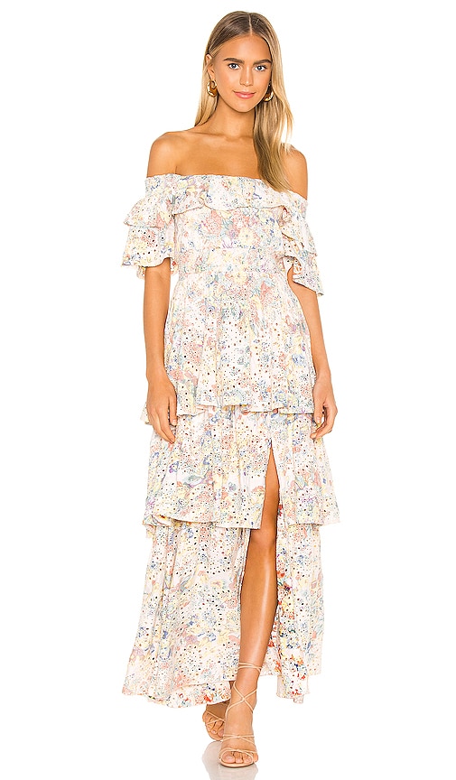 KENDALL + KYLIE Anglaise Maxi Ruffle Dress in Collage Floral | REVOLVE