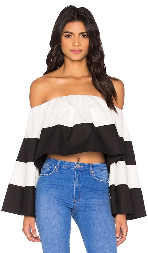 black off the shoulder ruffle top