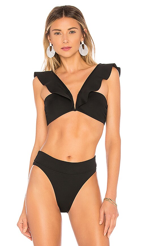 black ruffle swimsuit