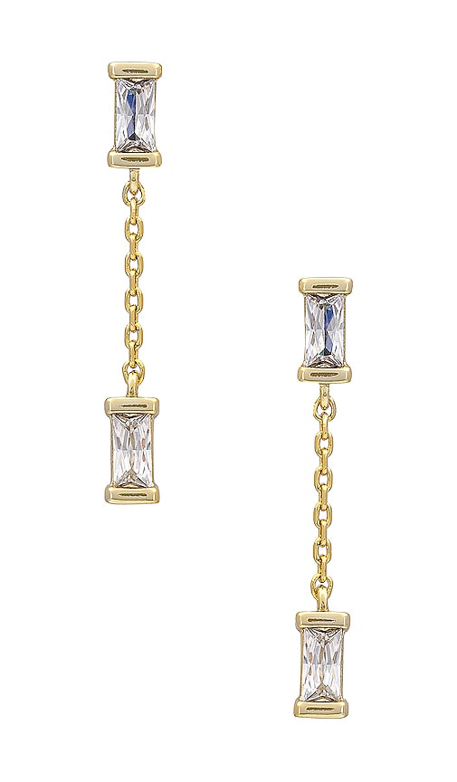 Juliette Gold Drop Earrings in White Crystal