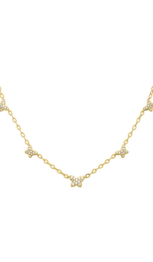 Lillia Crystal Butterfly Gold Strand Necklace in White Crystal