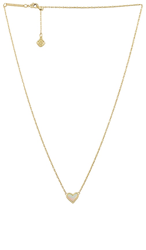Kendra Scott Framed Ari Heart Necklace – Gold & White Opalescent In Metallic Gold