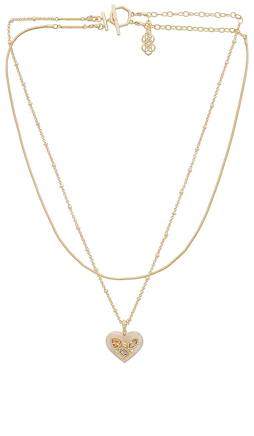 Kendra Scott Penny Heart Multi Strand Necklace in Ivory Mother Of Pearl