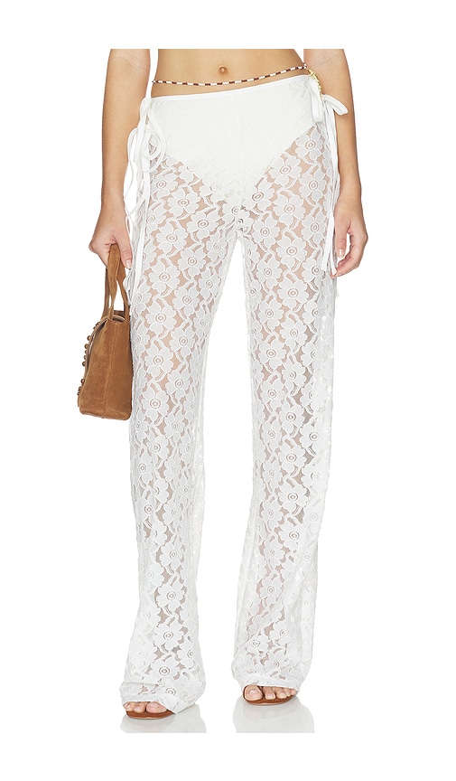 KETTEL ATELIER Strappy Lace Trousers in White. - size L (also in M, S)