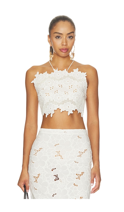 KETTEL ATELIER Klokkeblomst Top in White. - size L (also in M, S)