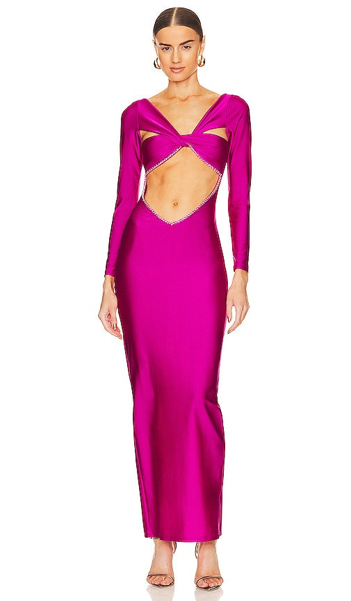 Khanums X Revolve Front Cut Out Gown in Barbie Pink