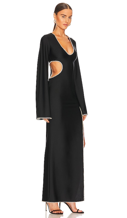 Shop Khanums Kira Diamante Trim Maxi Dress In Black