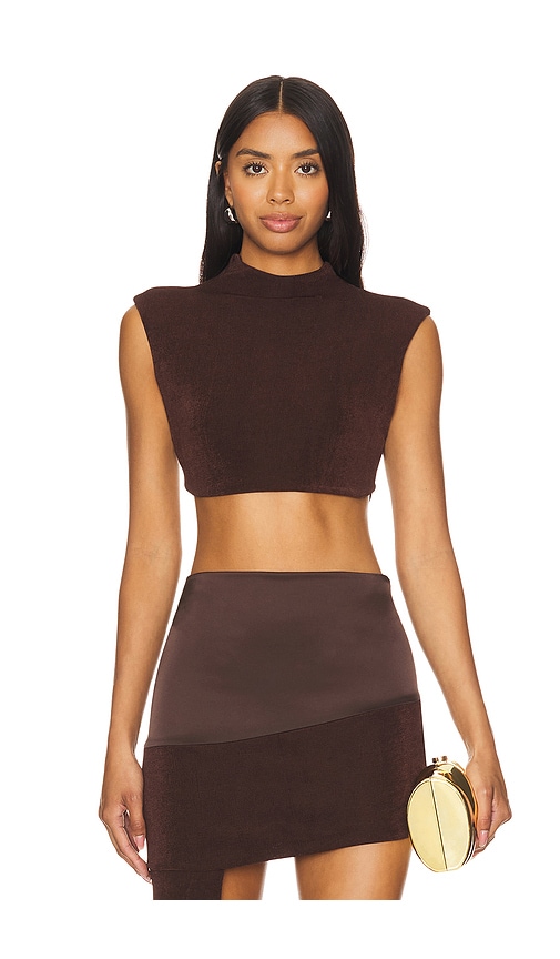 Khanums Backless Cropped Tee in Brown