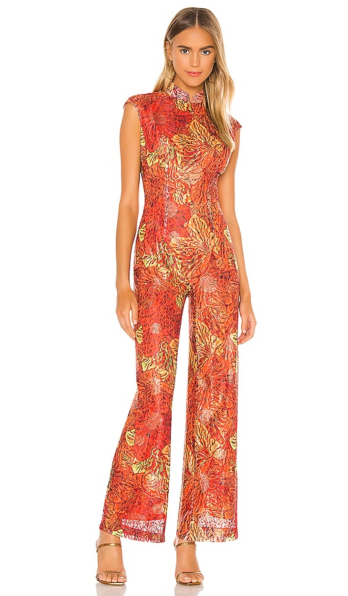 Kim Shui Red Lace Jumpsuit in Red