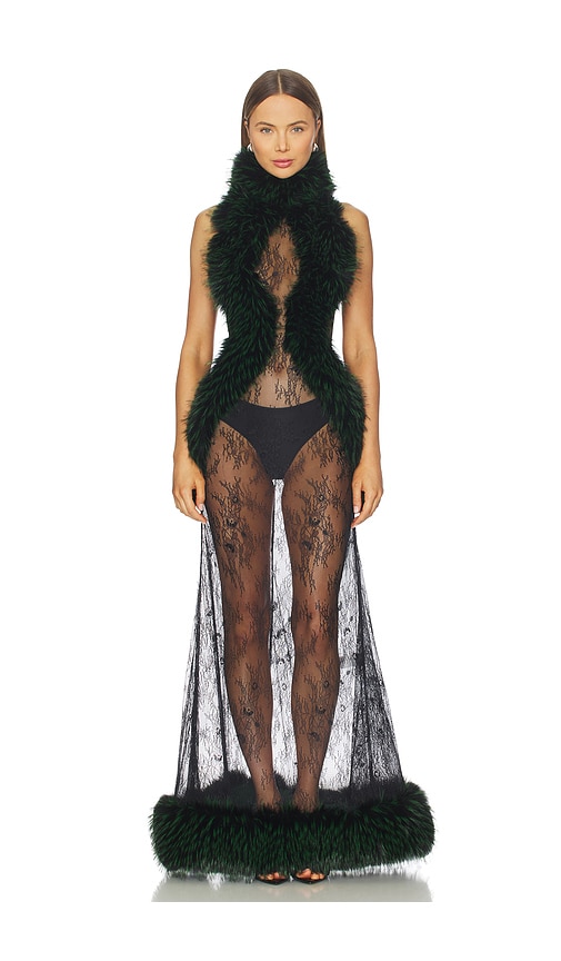 Kim Shui Valentina Lace Fur Gown In Black
