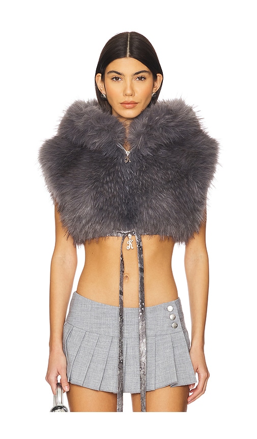 QUNG Hoodie Logo Fur Vest フード付きファーベスト