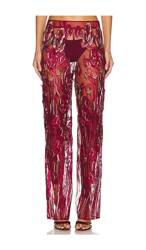 Kim Shui Full Length Embroidered Pants In 레드