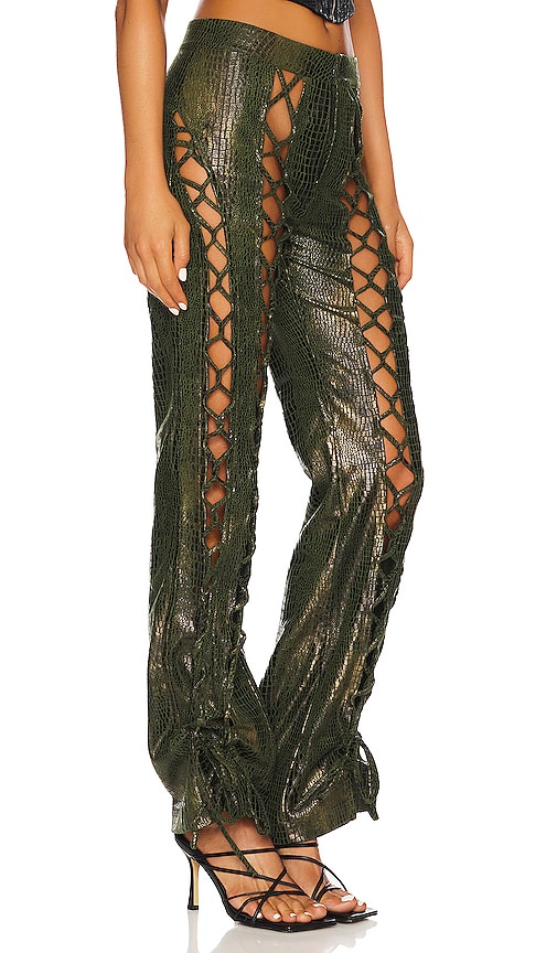 Shop Kim Shui Lace Up Croc Pant In Black