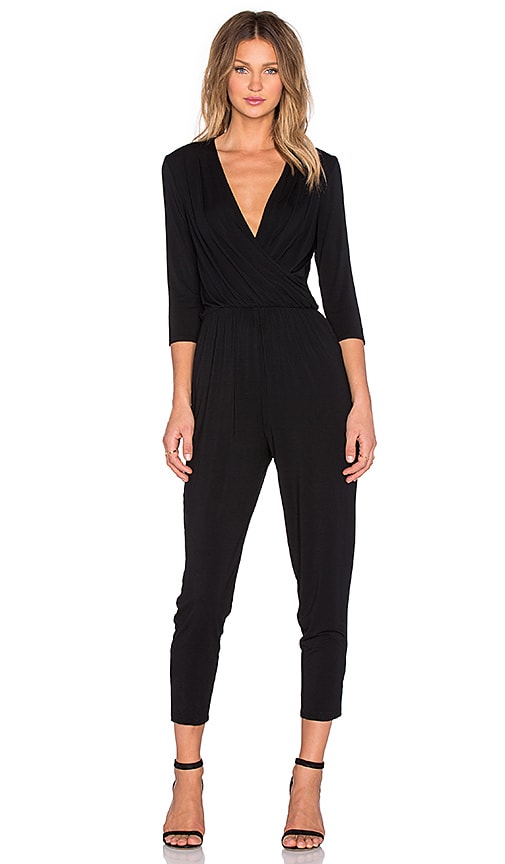black surplice jumpsuit