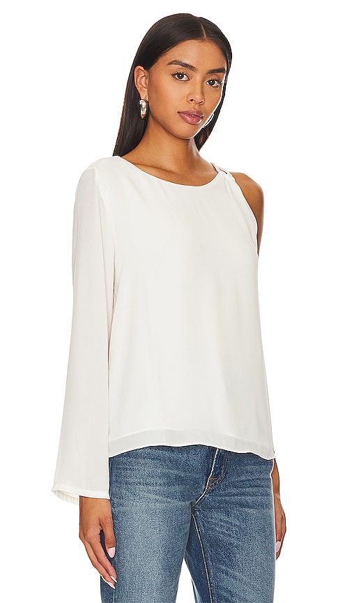 Shop Krisa One Sleeve Infinity Blouse In Cream