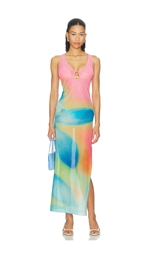 Plunge Mesh Maxi Dress by Kulani Kinis in Afterglow