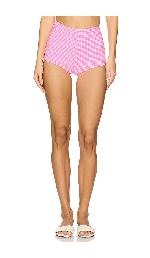 Cheeky Retro Swim Short in Pink. - size S (also in M, XS)