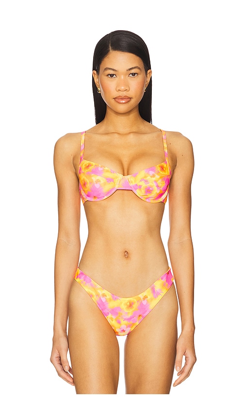 Ditzy Underwire Bra Bikini Top in Orange. - size S (also in M, XS)