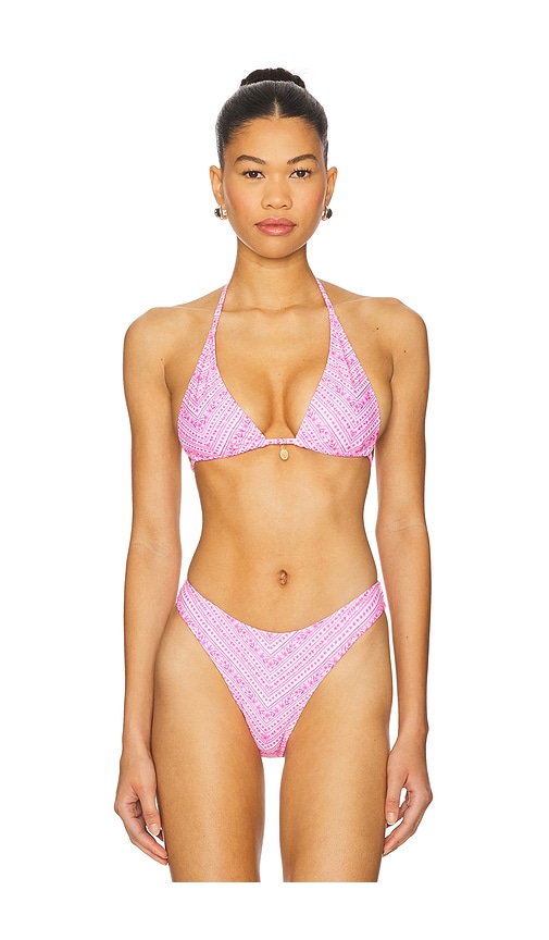 Classic Tie Halter Bikini Top in Pink. - size XL (also in M, S, XS)