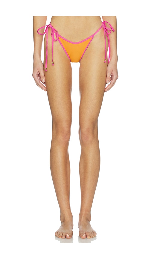 Bind Dipped Cheeky Tie Bikini Bottom by Kulani Kinis in Peach Pop