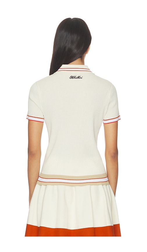  Khalhon Geripptes Shirt Mit Polokragen Varsity In Cream. Größe Xs. Also In S, M. 