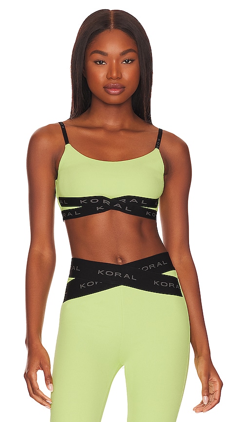 KORAL Jules Rib Sports Bra in Electric Lime