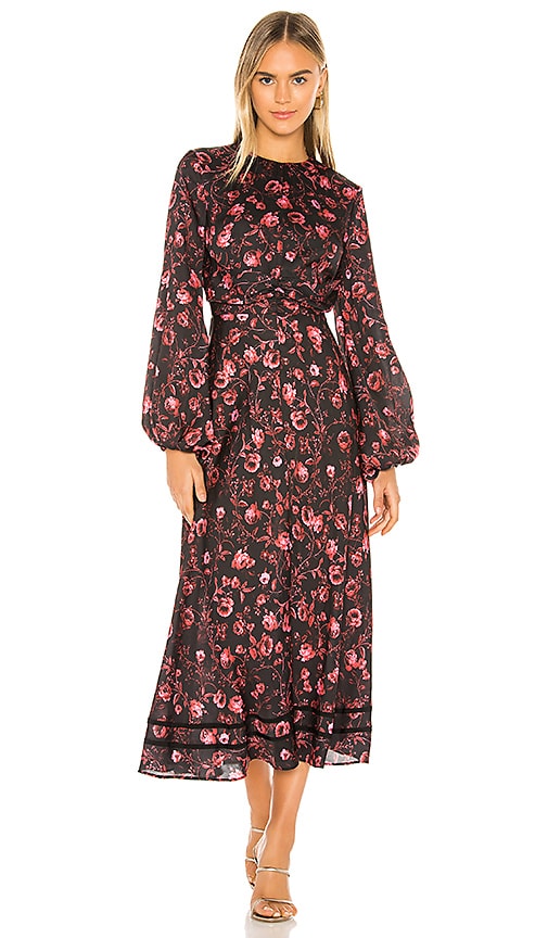 keepsake Genius Midi Dress in Black Rose Garden | REVOLVE