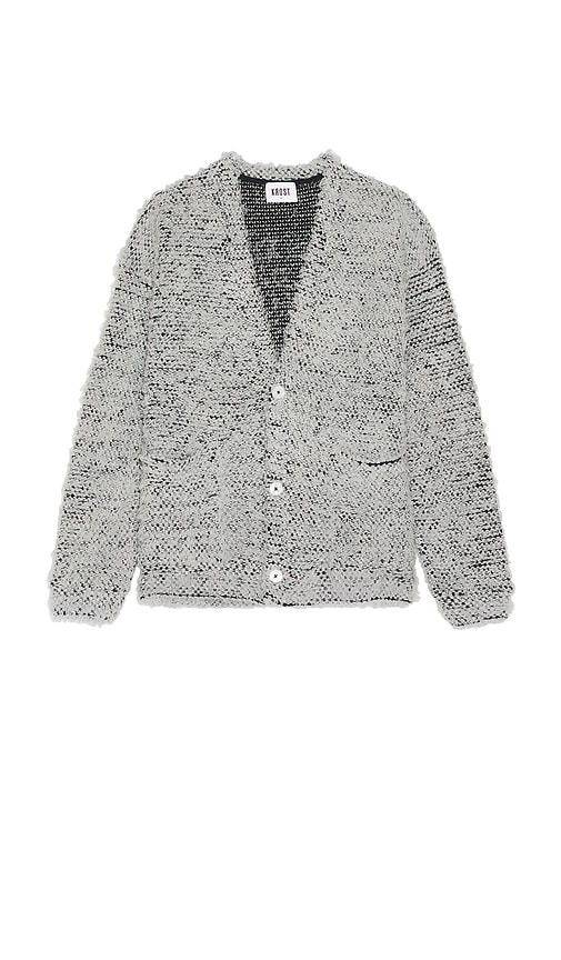 Shop Krost Fuzzy Cardigan Sweater In Grey