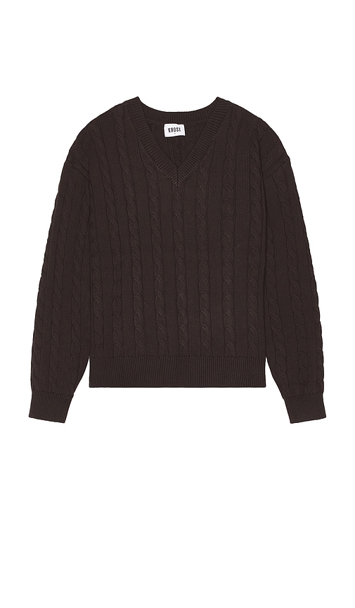 Shop Krost Cable Knit V-neck Sweater In Brown