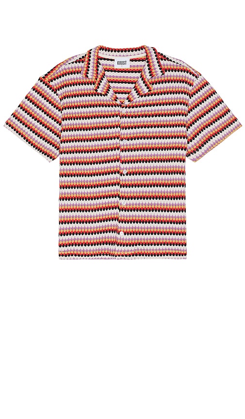 Shop Krost Calico Shell Knit Bowling Shirt In Red