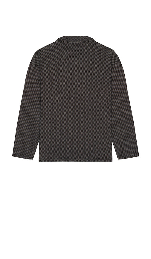 Krost Mini Jacquard Quarter Zip Long Sleeve Polo In Brown