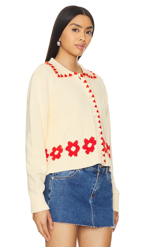 Shop Kitri Polly Cardigan In Red Tiled Floral