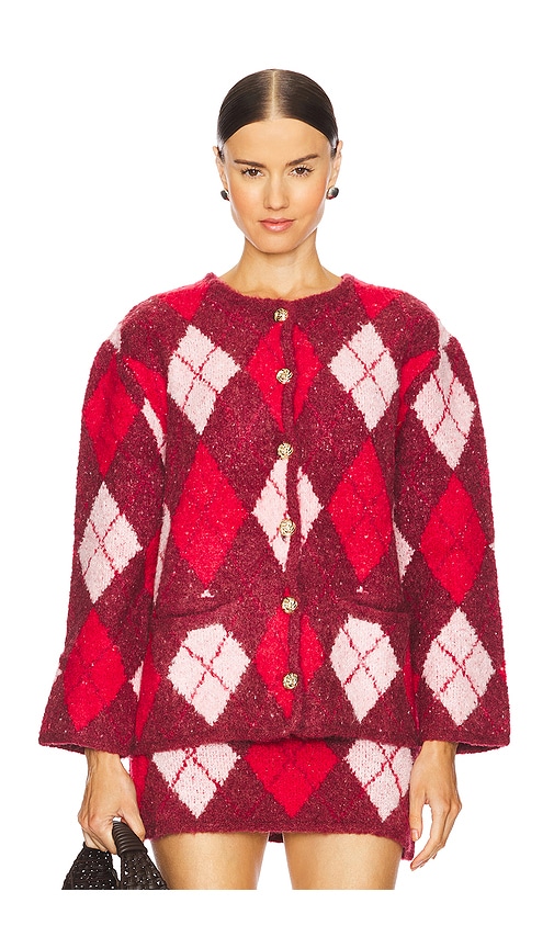 Shop Kitri Pandora Cardigan In Burgundy