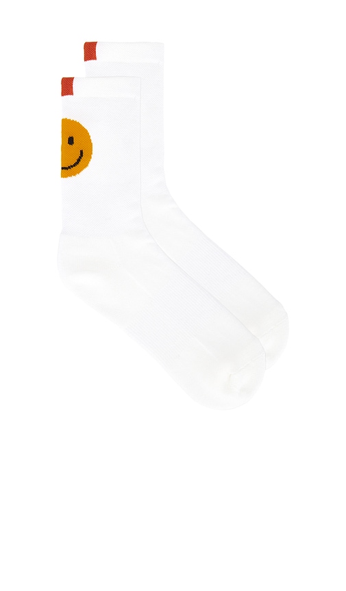 Happy Face Sock in White.