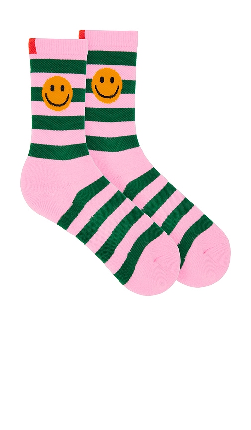 Shop Kule The Women's Rugby Smile Sock In Green & Blush