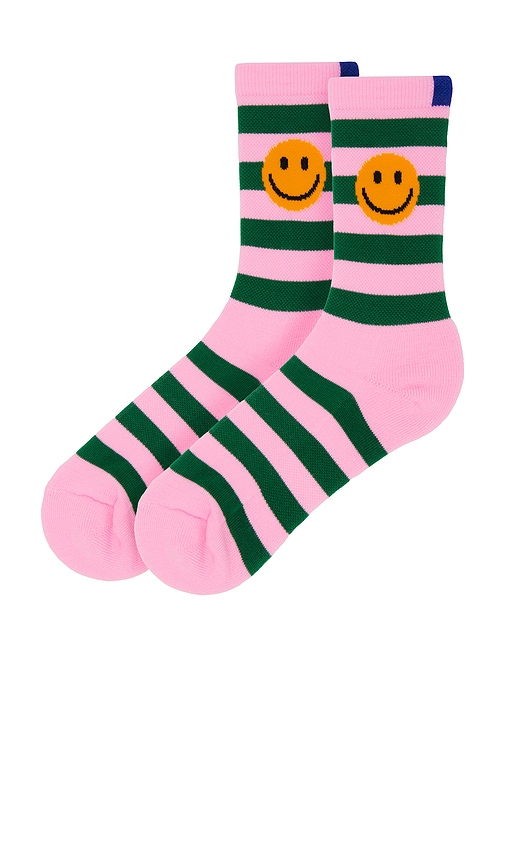 Shop Kule The Women's Rugby Smile Sock In Green & Blush