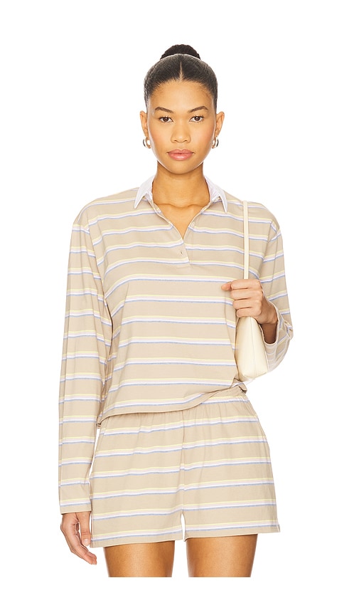 The Lexie Polo Top in Beige. - size XL/1X (also in M)