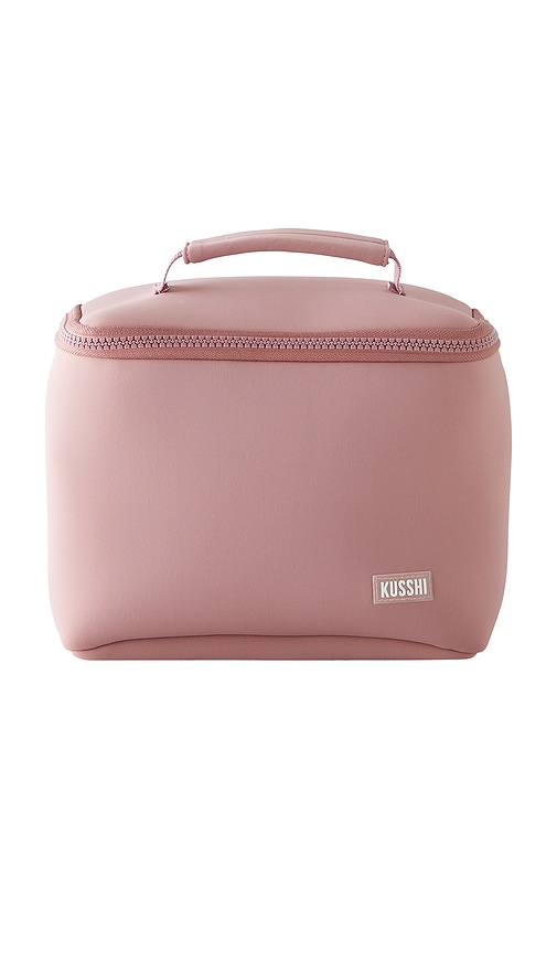 Neoprene Train Case Small in Mauve & Stone.